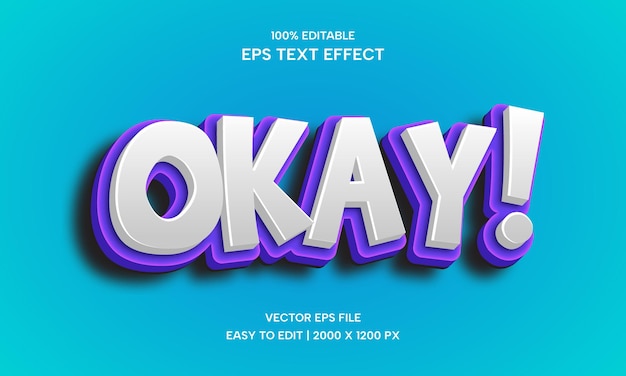 Ok efeito de texto editável em 3d Creative Blue Purple Color