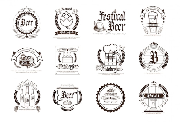 Oktoberfest beer festival badge set