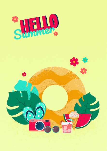 Olá cartão de ilustração de verão