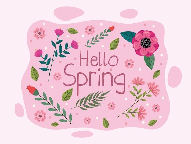 olá cartão de primavera com flores
