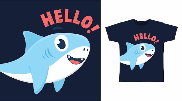Olá design de camiseta de tubarão