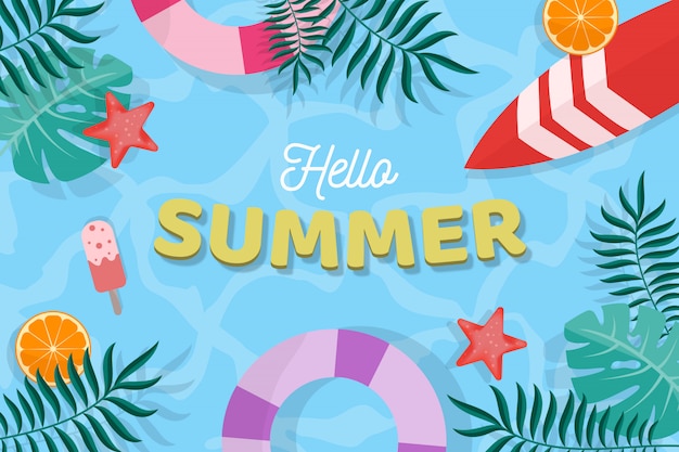 Olá estilo plano fundo de verão
