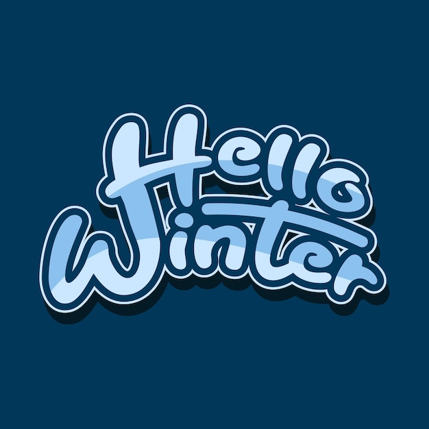 Vetor olá inverno texto editável ilustração vetorial inverno mão letras inscrição logotipo de inverno