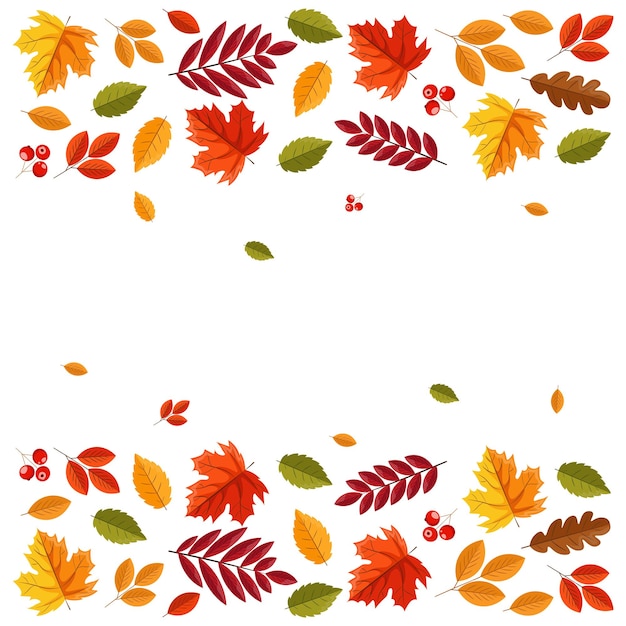 Olá outono, folhas de outono planas, conjunto isolado de folhas coloridas, elementos de outono, banner de outono