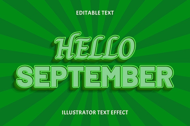 Olá, setembro efeito de texto editável
