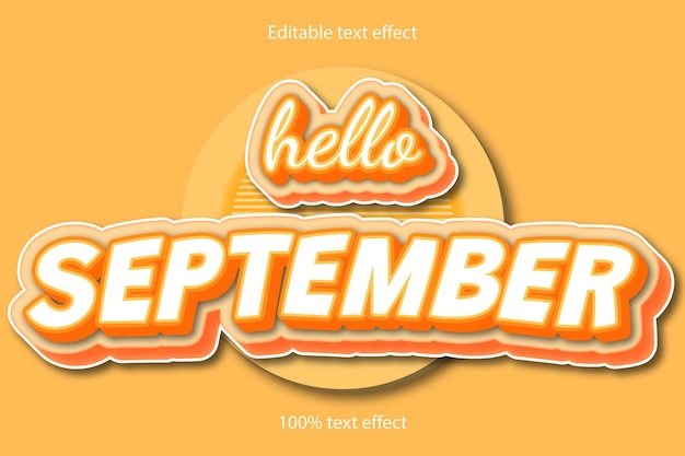 Olá, setembro, efeito de texto editável