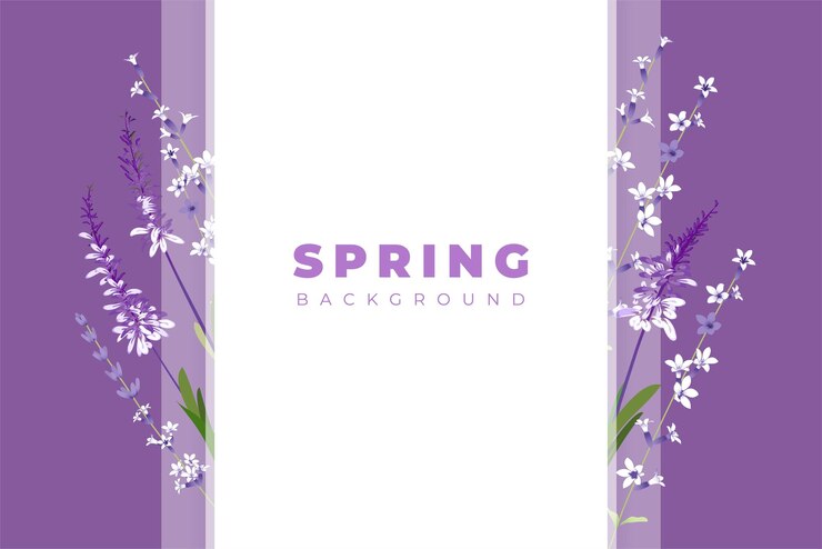 Vetor olá temporada de primavera com moldura e canto de fundo de flores coloridas
