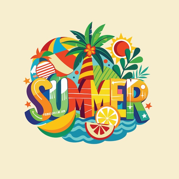 olá verão ilustração e desenho animado vetor palmeiras