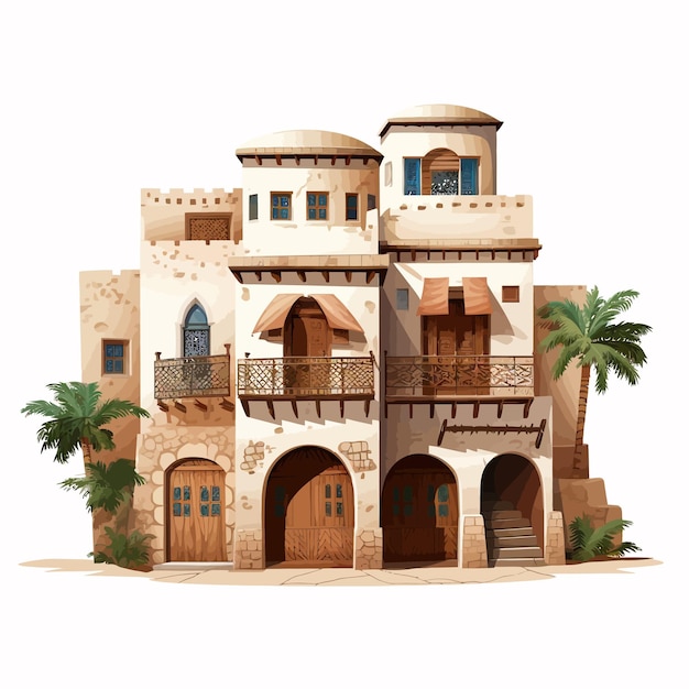 Vetor old_arab_house_vector_ilustrado