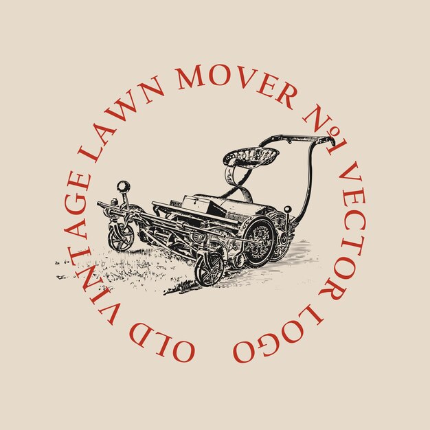 Vetor old vintage lawn mover n 1 modelo de cartaz de ilustração retro elementos vetoriais de design