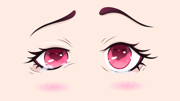 Vetor olhar amoroso, dia dos namorados, olhos de anime, olhos de menina de anime, vetor de olhos de estilo anime, amor