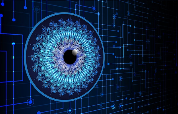 Vetor olho azul bola cyber futuro tecnologia conceito fundo