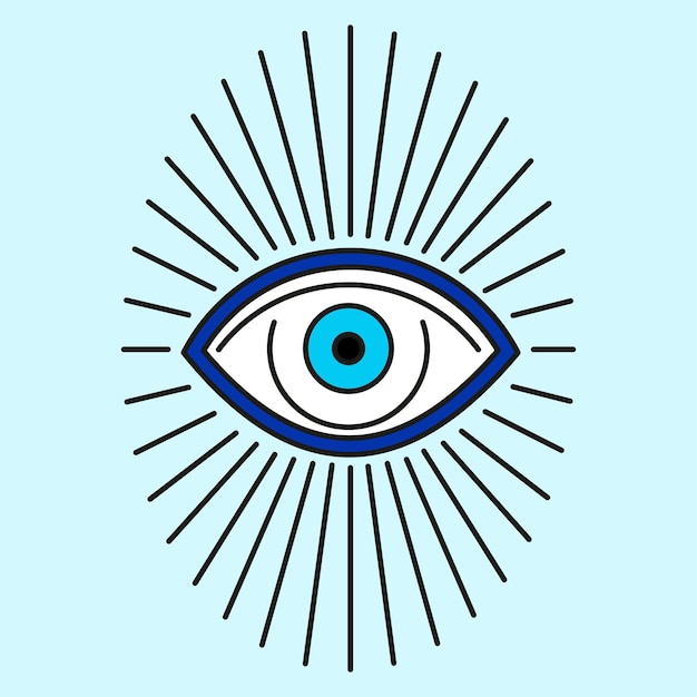 Olho azul com um olho azul em um fundo azul.