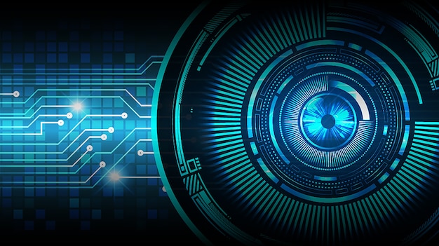 Olho azul cyber circuito futuro conceito de tecnologia fundo