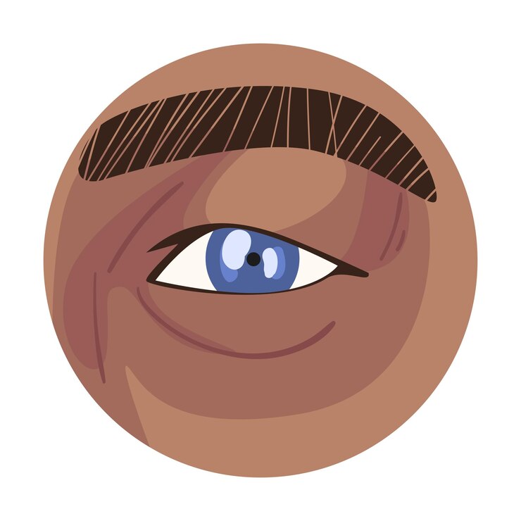 Vetor olho azul masculino no círculo parte da ilustração vetorial do rosto humano