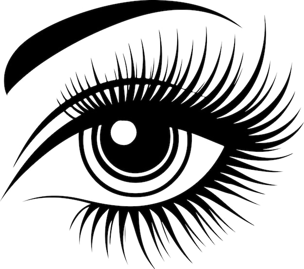 Vetor olho de mulher bonita com pestanas longas ícone vetorial símbolo clipart silhueta de cor preta 11