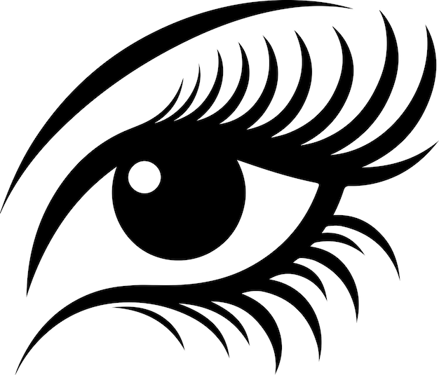 Vetor olho de mulher bonita com pestanas longas ícone vetorial símbolo clipart silhueta de cor preta 2