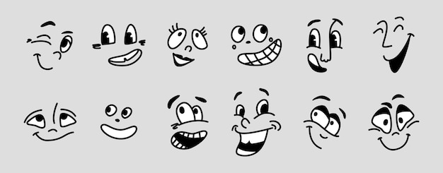 Vetor olho e expressão facial do personagem de desenho animado