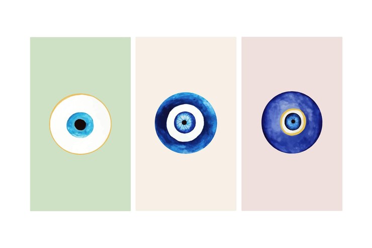 Vetor olho mau ou símbolos turcos design moderno de amuletohamsa eye karma símbolo de feitiçaria mágica