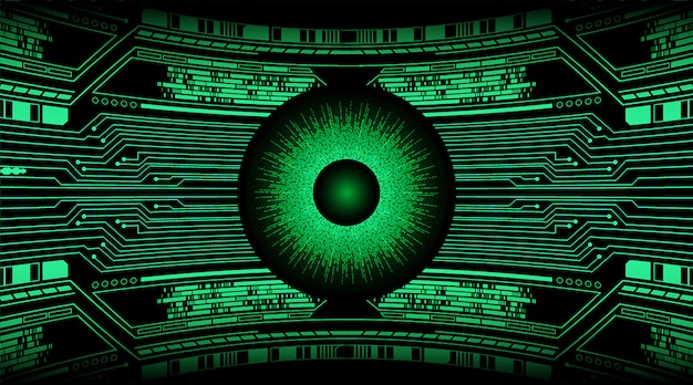 Olho verde cyber circuito futuro tecnologia conceito fundo