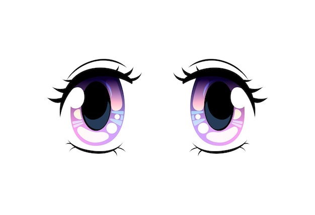 Olhos brilhantes lindos olhos com reflexos de luz mangá estilo japonês ilustração vetorial em fundo branco