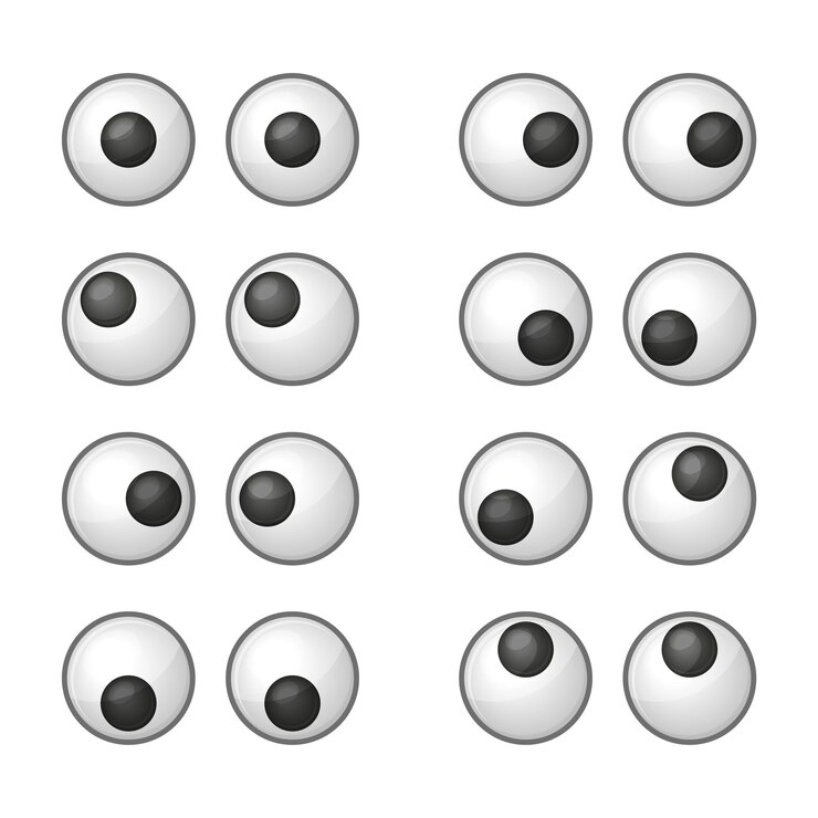 Vetor olhos de brinquedo fofo em fundo branco. ilustração vetorial