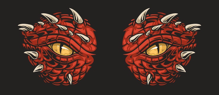 Vetor olhos de dragão chinês adesivo colorido