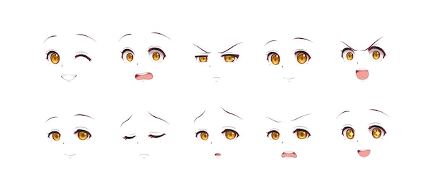 Vetor olhos de expressões de anime manga girl