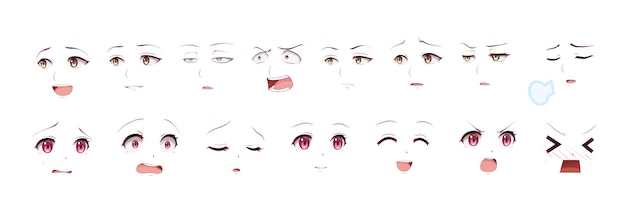 Olhos de expressões de anime manga girl