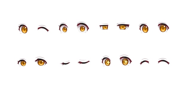 Olhos de expressões de anime manga girl