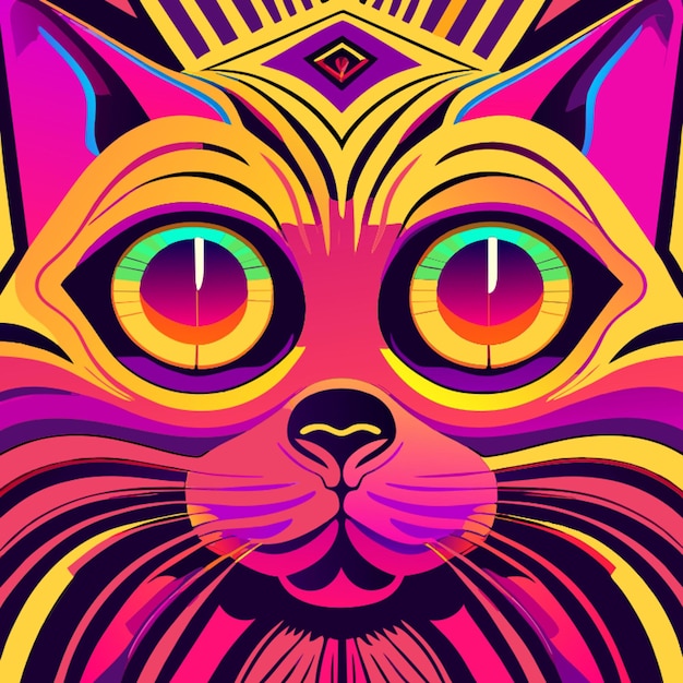 Vetor olhos de gato eletrônicos cartoon de ilustração vetorial lsd