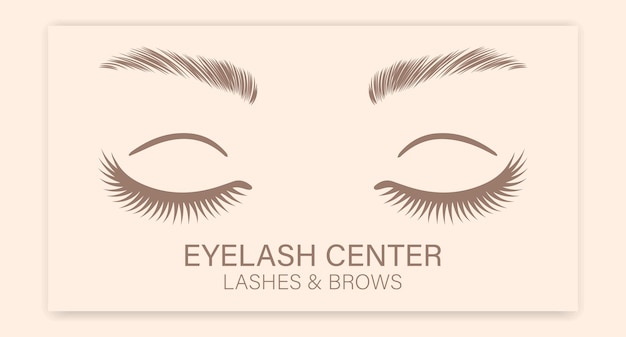 Olhos femininos com cílios longos e sobrancelhas Logotipo de beleza para centro de cílios e sobrancelhas Logo busi
