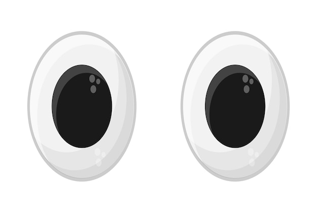 Olhos ovais de plástico bonitos para bonecas de brinquedos isoladas em fundo branco Uma caricatura de globos oculares