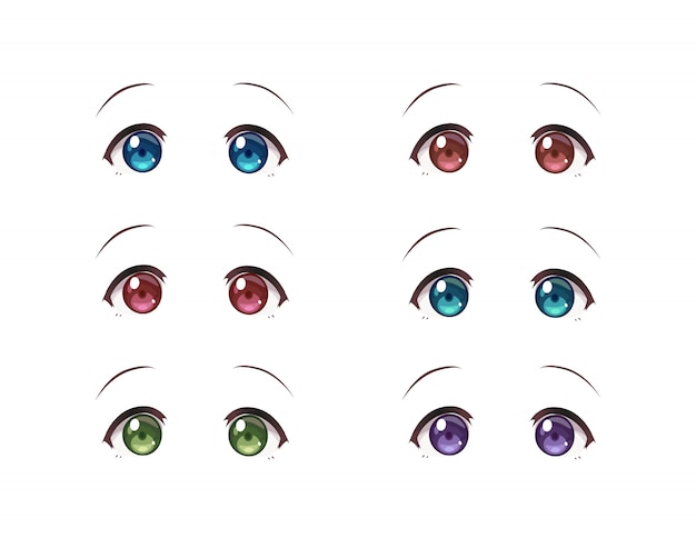 Conjunto de olhos de anime estilo mangá japonês ilustração