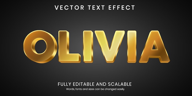 Vetor olivia gold efeito de texto estilo 3d editável