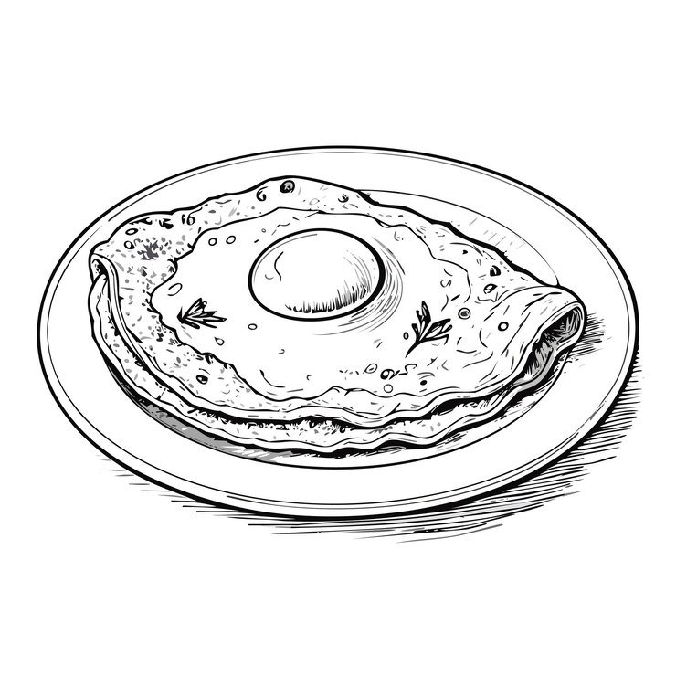 Vetor omelete omelete ovo alimentação menu prato deliciosa cozinha comer estilo esboço