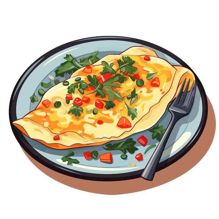 Vetor omelete ovos mexidos como pratos saborosos com ingrediente de ovo servido em ilustração vetorial de prato