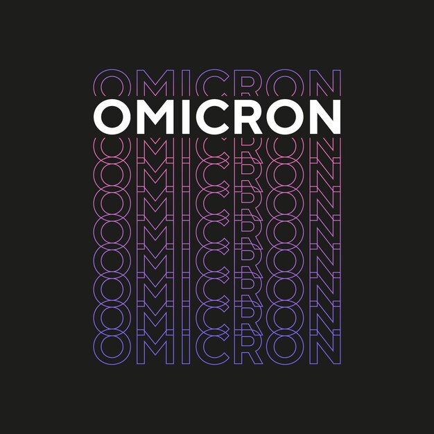 Omicron novo design de camiseta de tipografia de efeito de texto gradiente para impressão