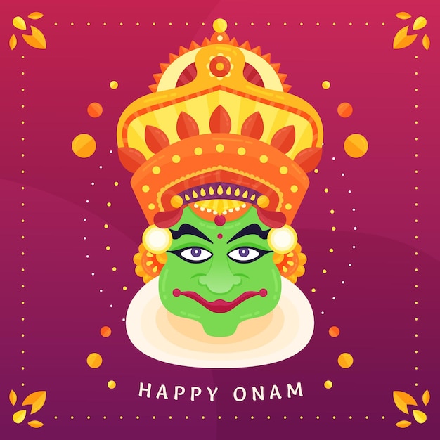 Onam feliz com coroa e divindade