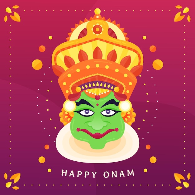 Onam feliz com coroa e divindade