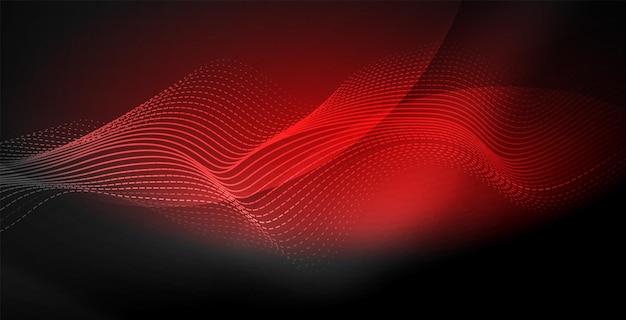 Onda abstrata brilhante no escuro movimento brilhante luz espacial mágica Techno fundo abstrato