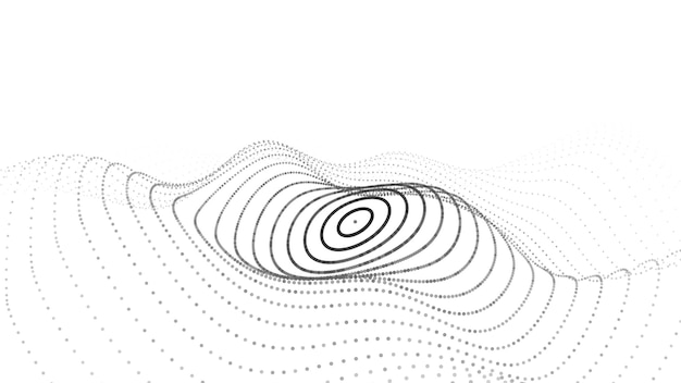 Onda branca abstrata com pontos em movimento fluxo de partículas ilustração vetorial de tecnologia cibernética