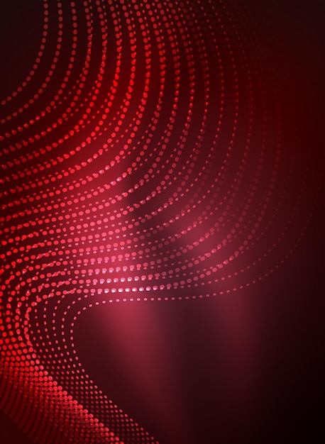 Vetor onda brilhante criada com partículas em fundo de cor escura vetor techno ilustração digital