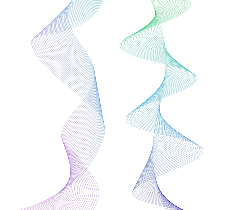 Vetor onda das muitas linhas coloridas listras onduladas abstratas em um fundo branco isolado arte de linha criativa ilustração vetorial eps 10 elementos de design criados usando a ferramenta blend fita lisa curva