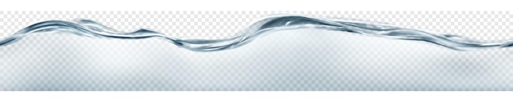 Vetor onda de água translúcida em cores cinza com repetição horizontal contínua isolada em fundo transparente