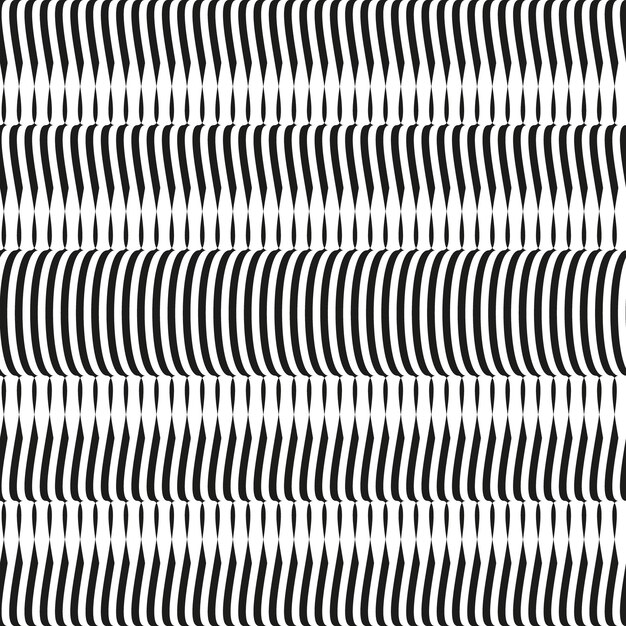 Onda de arte Op padrão sem costura linhas de listras ondas monocromáticas ilusão óptica padrão distorcido
