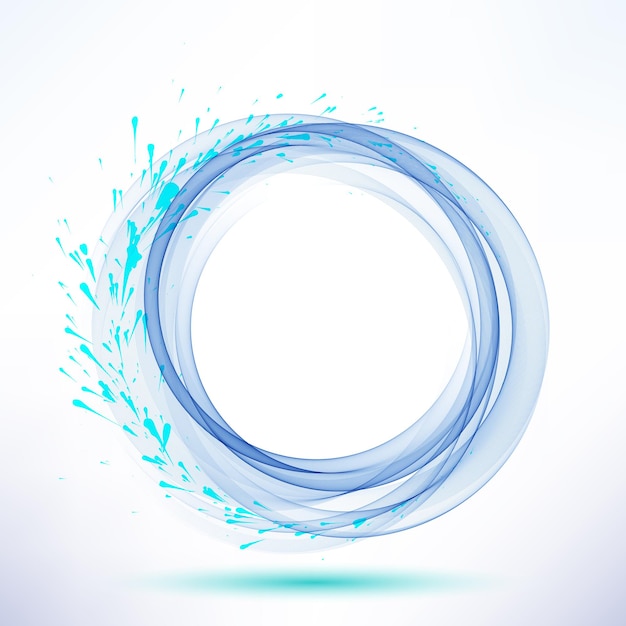 Onda de círculo azul abstrato transparente com elemento de design de efeito de respingo