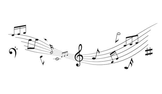 Onda de música com notas Faixas de gravação de som Melodia de piano