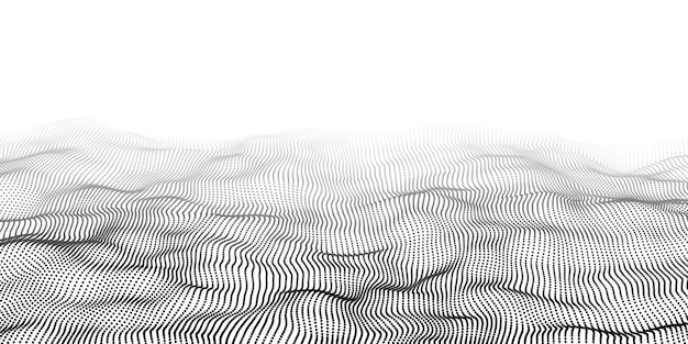 Onda de partículas fundo abstrato com uma ilustração vetorial de onda dinâmica