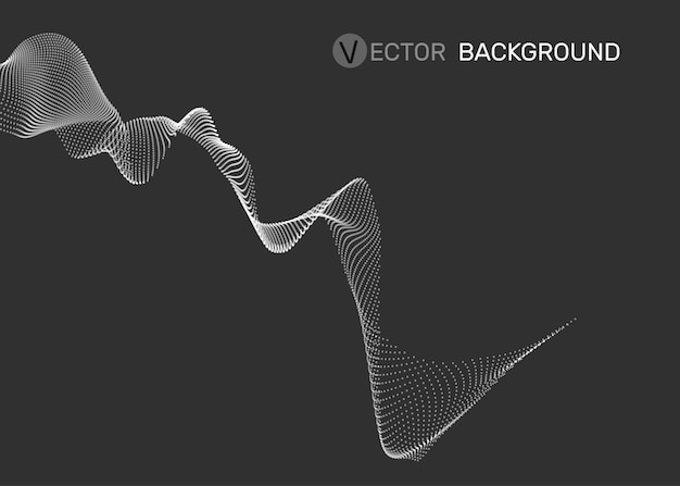Vetor onda digital abstrata 3d de partículas e wireframe ilustração vetorial futurista conceito de tecnologia plano de fundo para cartaz de capa de livro de panfleto de banner